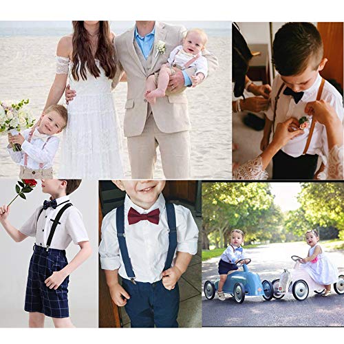 Hanerdun Kids Suspender Bowtie Sets Adjustable Suspender With Bow Ties