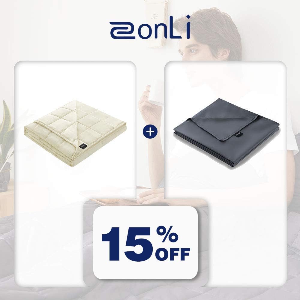 Amazon.com: Zonli Bundle Weighted Blanket (60"x80", 15lbs, Cream Bamboo