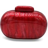 GSYPS Acrylic Evening Clutch Bag for Women Shell Shape Shoulder Crossbody Bag Glitter Marble Purse Handbag