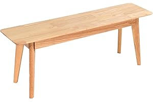 DELAVIN 47 Inch Solid Wood Dining Bench, Table Bench for Bedroom, Midcentury Wooden Bench for Kitchen, Long Entryway Bench for Living Room, Natural