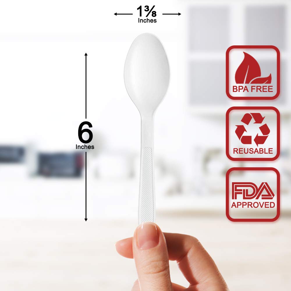400 Pack Extra Heavyweight Disposable White Plastic Tea Spoons- Heavy Duty White Cutlery-Utensils, Parties, Dinners, Catering Services, Family Gatherings: Industrial & Scientific