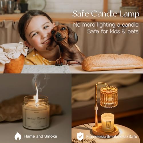 Candeldo Candle Warmer Lamp with Timer: Gold Candle Warming Lamp with 2 Bulbs Height Adjustable Wax Melt House Warming Gift New Home Decor Birthday Gift for Women