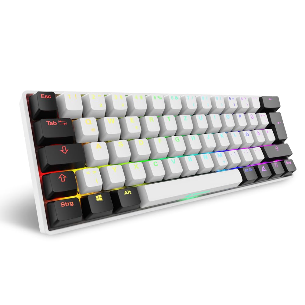 Sharkoon Skiller SGK50 S4 Gen2, weiß, Gateron Yellow, 60% DE-Layout
