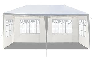 YTPPWN 10'x20'Party Canopy Tent, Outdoor Tent with 4 Removable Sidewalls, Waterproof Shelters Gazebo for BBQ, Birtheday Party, Wedding, Events, Backyard, Garden and Patio (10'X20'+4 Sides White)