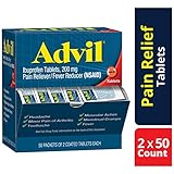 Advil Pain Reliever/Fever Reducer, 200mg Ibuprofen (2-Count Coated Tablets, Box of 50)