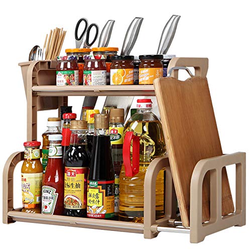 2-Tier Kitchen Spice Rack Organizer,Standing Rack Kitchen Countertop Storage Organizer Shelf Holder,By Cq acrylic