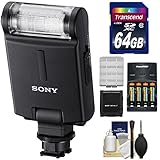 Sony Alpha HVL-F20M Flash with 64GB Card + Batteries & Charger + Kit for A3000, A7, A7R, A99, A58, NEX-6, Cyber-Shot DSC-RX1, RX1R, RX10, RX100 II, HX50V, HX400V Camera