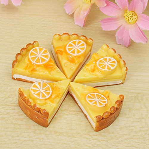 Miniature Cake - 5 Pieces/Set Miniature Resin Cake Pizza Resin Cabochons Doll Toy Decoration for Scrapbook Phone DIY Hair Bow Accessory 30x22mm
