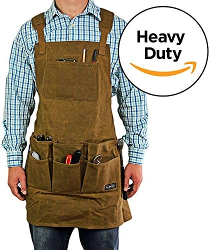 Smith Forge Heavy Duty Waxed Canvas Work-Shop-Tool Apron (Brown)