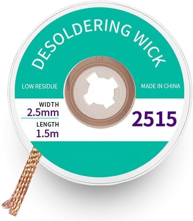 Kjzeex Solder Wick No-Clean Flux Desoldering Braid 0.10'' x 5' Copper