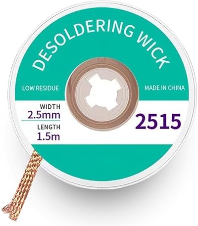 Kjzeex Solder Wick No-Clean Flux Desoldering Braid 0.10'' x 5' Copper