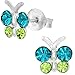 Hypoallergenic Sterling Silver Teal & Green Crystal Butterfly Stud Earrings for Kids (Nickel Free)
