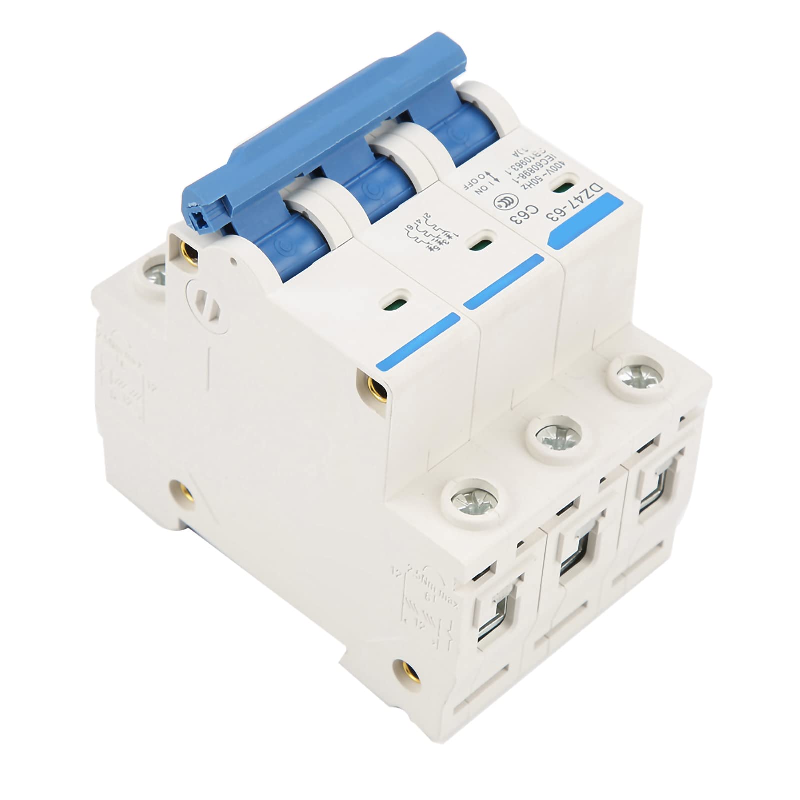 Circuit Breaker, 3 Poles RCCB AC 220/380V 63A DIN Rail Mounting Residual Current Circuit Breaker