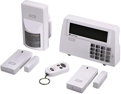 Xavax Alarmanlage Funk fürs Haus FeelSafe (laute 120dB Sirene, komplettes Alarmsystem inkl. Basisstation, Bewegungssensor, 2 