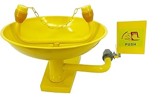 VGongTech Emergency Eyewash Station for Cleaning Wall Mounted Eye Wash with Large Eye Wash Bowl 12L/min Dual Spray Faucet Stainless Steel ABS Coating Eye Wash Stations First Aid for Eyes