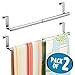 mDesign Adjustable, Expandable Kitchen Over Cabinet Towel Bar - Hang on Inside or Outside of Doors, Storage for Hand, Dish, Tea Towels - 9.25