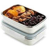 Komax Stenkips Stainless Steel Food Storage Lunch Container 18.9oz. (set of 2) - Airtight, Leakproof With Locking Lids - BPA Free Plastic - Freezer and Dishwasher Safe