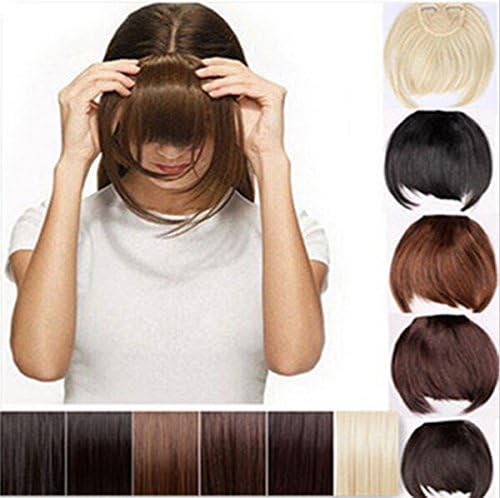 Harle(TM Clip in Bangs Fringe Hair Extensions Front on Brown Black Blonde