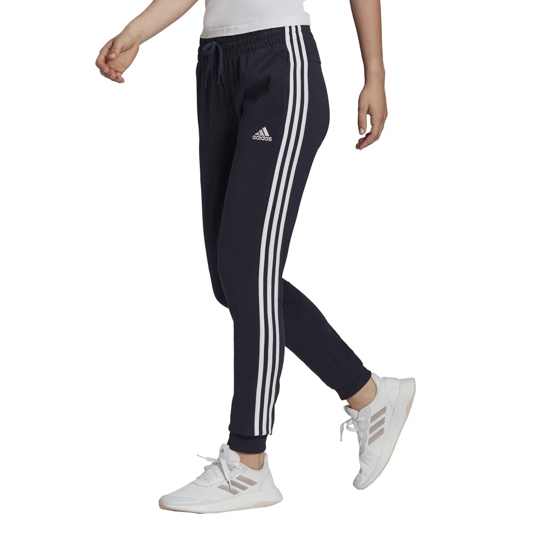 Photo 1 of adidas Women's Standard Essentials Single Jersey 3-Stripes Pants, Legend Ink/White, Large