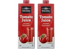 Tuscanini Premium Italian Tomato Juice 33.8oz (2 pack) | Not From Concentrate | Low Sodium Tomato Juice | Resealable Cap | No