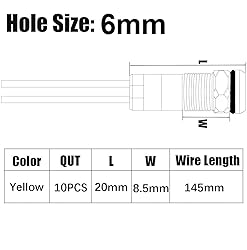 Gebildet 10pcs 6mm Waterproof Wired LED Indicator