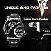 Men's Unique Analog Watch, Aposon Fashion Dress Quartz Wrist Watch with Dual Dial Cool Design Leather Band Dual Time Watches - Black