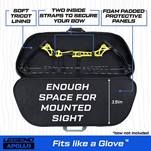 Legend Apollo Travel Compound Bow Case - Soft Case With 40" Or 44" Interior, Arrow Tube Holder, Multiple Pockets (Choose Your Color)