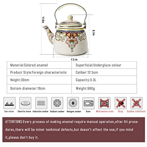 image for Alistar99 Enamel on Steel Teapot,Large Porcelain Enameled Teakettle,Ho
