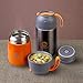 ENERGIFY Vacuum Insulated Food Jar. Large 17oz Bowl incl. Folding Spoon, Cup. Wide Mouth Keep Hot & Cold Drinks Soup Lunch Container for Adults. BPA-Free Stainless Steel, Leak Proof Orange