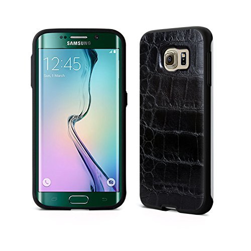[Tridea] Anti-Shock Samsung Galaxy S6 Edge Power Guard Basic Premium Synthetic Leather Style [Crocodile Black] TPU Case for Samsung Galaxy S6 Edge (2015)