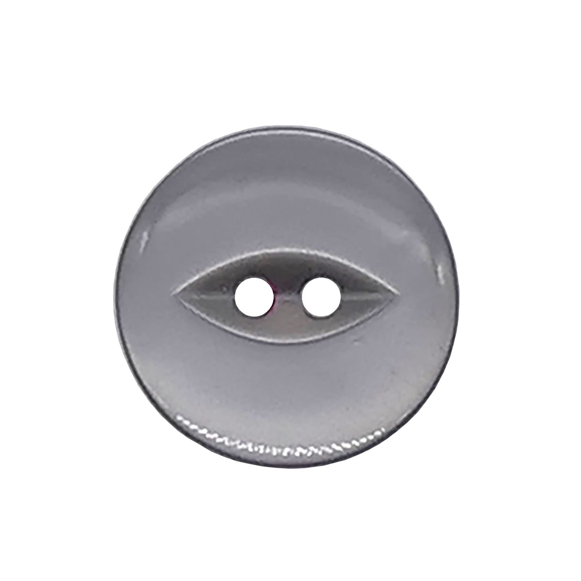 The Bead Shop 20 Pack Round Fish Eye Buttons, Baby Buttons, Sewing, Knitting & Crafts - Grey 19mm / 30 Lignes