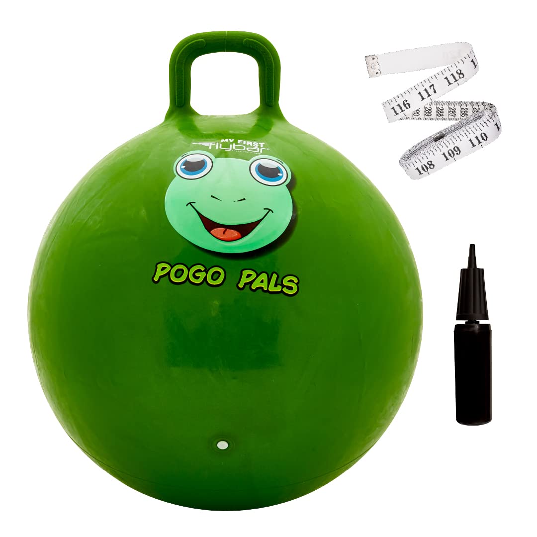 Flybar Hopper Ball for Kids – Bouncy Toys with Handle, Durable Kangaroo Hoppers for Indoor & Outdoor Play - Exercise Ball - Pump Included- Stable Grip for Toddler Boys & Girls Ages 5 and Up (Frg S)