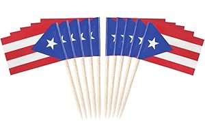 JAVD CYPS 100 Pcs Puerto Rico Flag Puerto Rican Toothpick Flags, Small Mini Stick Cupcake Toppers Puerto Rican Flags,Country Picks Party Decoration Celebration Cocktail Food Bar Cake Flags