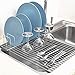 iPEGTOP Roll Up Dish Drying Rack with 304 Stainless Steel Plates Holder Pot Lid Organizer, Over The Sink Kitchen Foldable Multipurpose Dish Drainer Rack for Fruits Vegetable,16.9