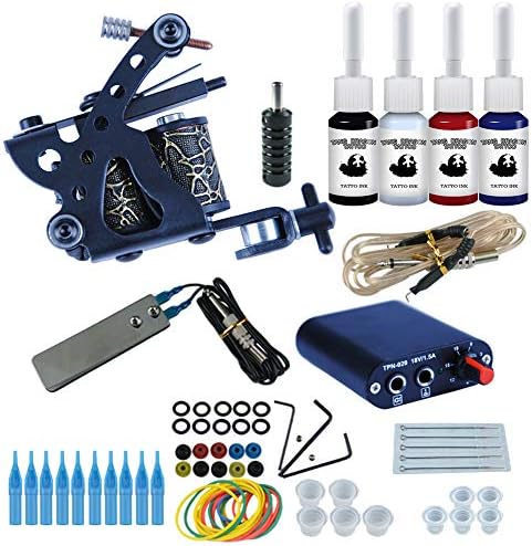 Wanna Tattoo Kit for Beginners Tattoo Power Supply Kit 4pcsTattoo Ink 5 Tattoo Needles 1 Pro Tattoo Machine Guns Kit Tattoo Supplies
