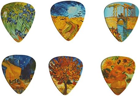 Celluloid Guitar Picks, Plectrum Vincent Van Gogh, Pack of 12, Medium Guage