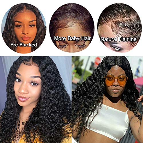 Lace-Front-Brazilian-Water-Curly-Wigs-Human-remy-Pre-Plucked-Glueless-Hair-Water-Curly-Wigs-For-Black-Women-Brazilian-Virgin-Human-Hair-Wig-Water-Wave-With-Baby-Hair-Natural-Hairline-18-Inch