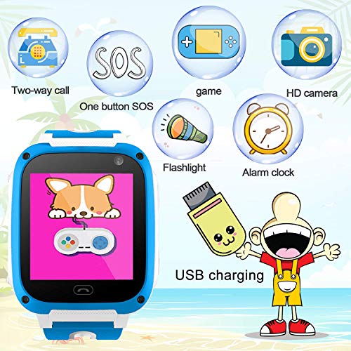 [Free SIM Card]2019 Kids Game Smart Watch Phone,Birthday Gift for 3-14 Age Girl Boy 2 Way Call SOS 1.54'' Kid Smartwatch with 9 Puzzle Game Camera Alarm Clock Touch Screen kids Electronic Learning Toy - Thumbnail 7
