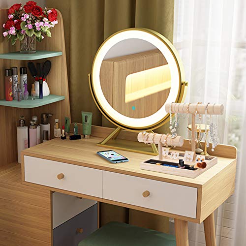 2 Tier Necklace Holder Wooden Bracelet Holder Stand T Bar Jewelry Display Stand Holder Organizer Bangle Watch Stand Holder with Ring Tray for Earring Cards Watches Bracelets Necklaces Chains