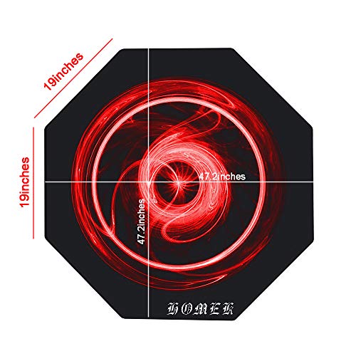 Homek Gaming Chair Floor Mat, 47" x 47" Office Computer Chair Mat | Heavy Duty Floor Protector with Non-Slip Backing, Noise Cancelling for Carpeted Hardwood Floor - Cool Red Lightning