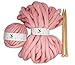 Merino Wool Super Chunky Yarn- Bulky Roving Yarn for Finger Knitting,Crocheting Felting,Making Rugs Blanket and Crafts by FLORAKNIT (Pale Pink, Chunky-40mm-1.1LB)