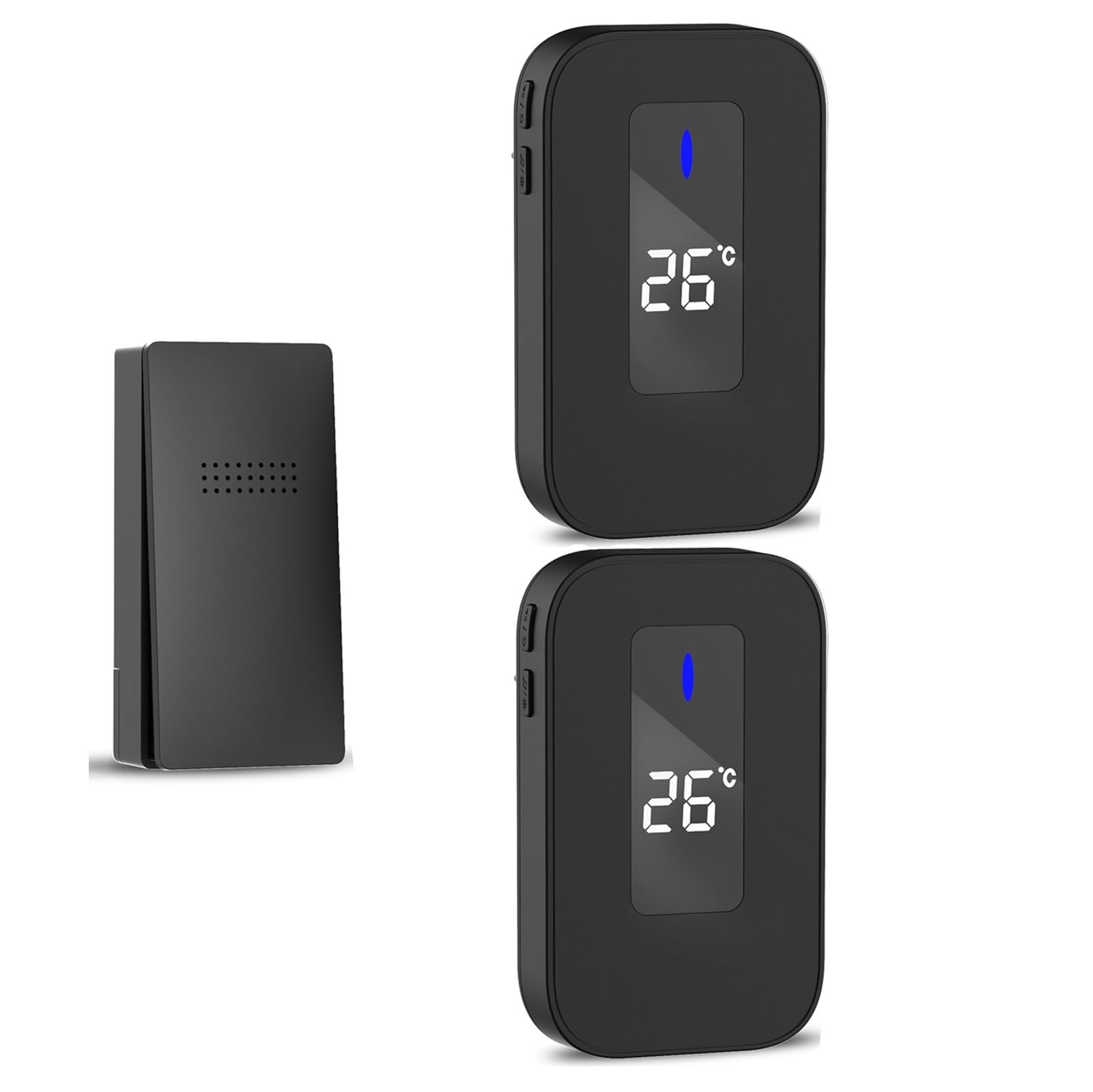 Wireless Doorbell, HommyFine Self-Powered Doorbell Wireless Doorbell Ringer for Homes Classroom Plug-in Doorbell with Thermometer,Cordless Door Chime kit with 38 Chimes for Home, School, Office
