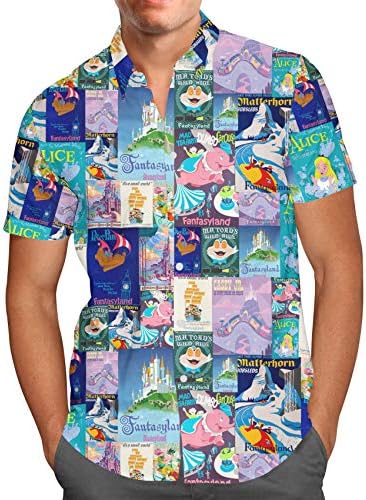 Fantasyland Disney Inspired Mens Button Down Short Sleeve Shirt