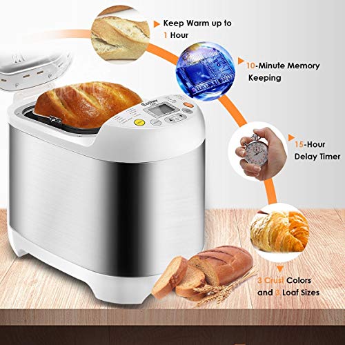 Automatic Bread Machine with 19 Programs, BestComfort 2L Programmable Bread Maker, 15 Hours Delay Timer, 1 Hour Keep Warm (style 2)