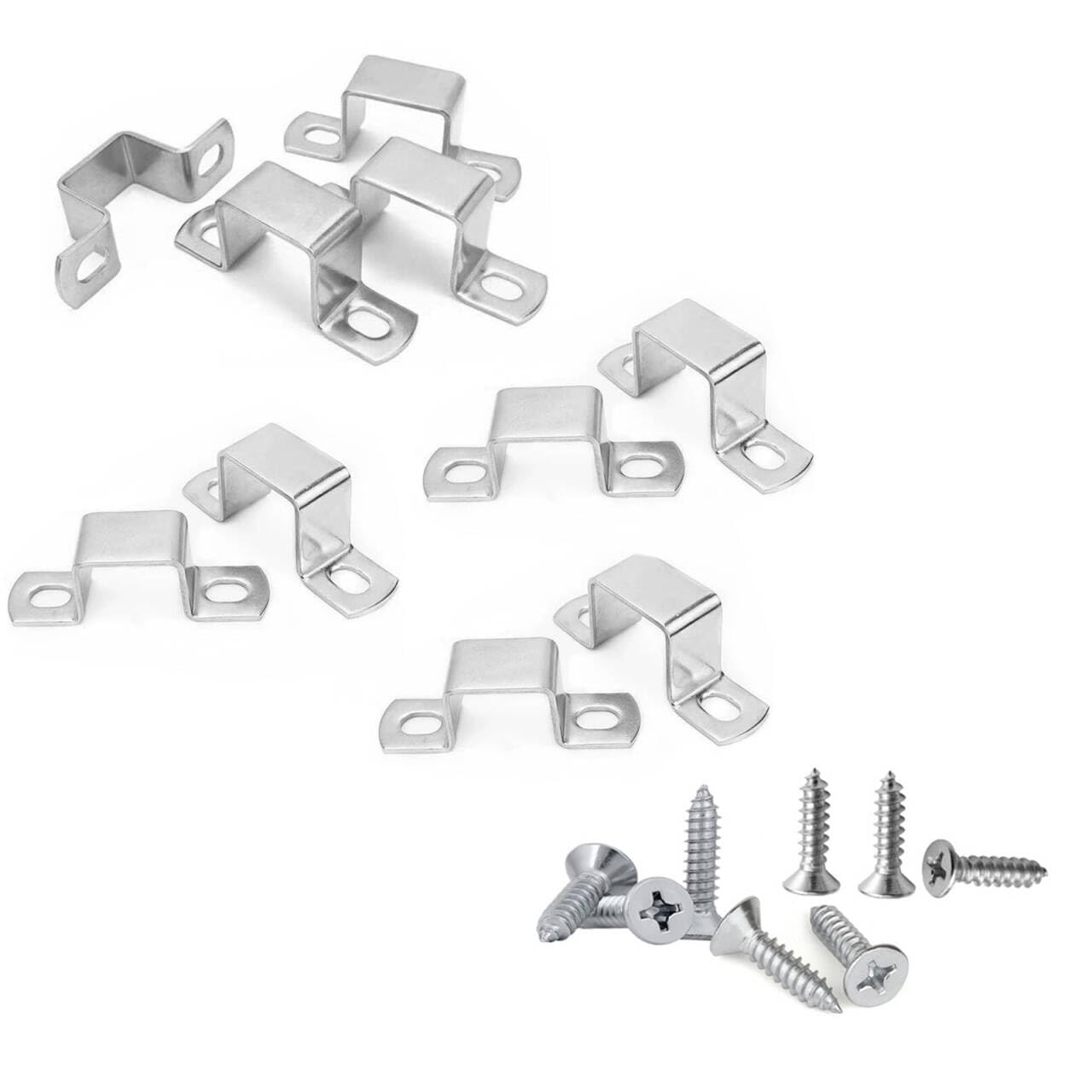 10pcs 40 * 40mm 304 Stainless Steel Square Tube Buckle Bracket u-Type Tube Clamps for Plumbing Systems Ducting Plumber Water Pipe/Door Closed Bar Holder