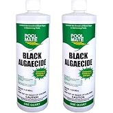 Pool Mate 1-Quart 2-Pack Premium Black Algaecide for Pool, Made in USA | Pool Algaecide Kills and Prevents Black Algae, 60% Polyquat Algaecide, 4 ounces per 10,000 gallons every week, Made in USA