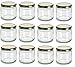 Nakpunar 12 oz Glass Salsa Jars with Gold Lid - Set of 12 - Made in USA (12, Gold)