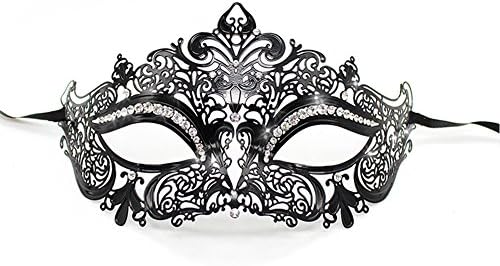 Aolem Metal mask party princess half face mask female cos party affair iron mask (Black)
