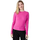 Style Republic 100% Pure Cashmere Long Sleeve Crew Neck Sweater for Women (Fuschia)