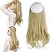 SARLA Invisible Wire Hair Extensions Wavy Curly Synthetic Hairpiece Long 18 Inch Adjustable Transparent Headband for Women